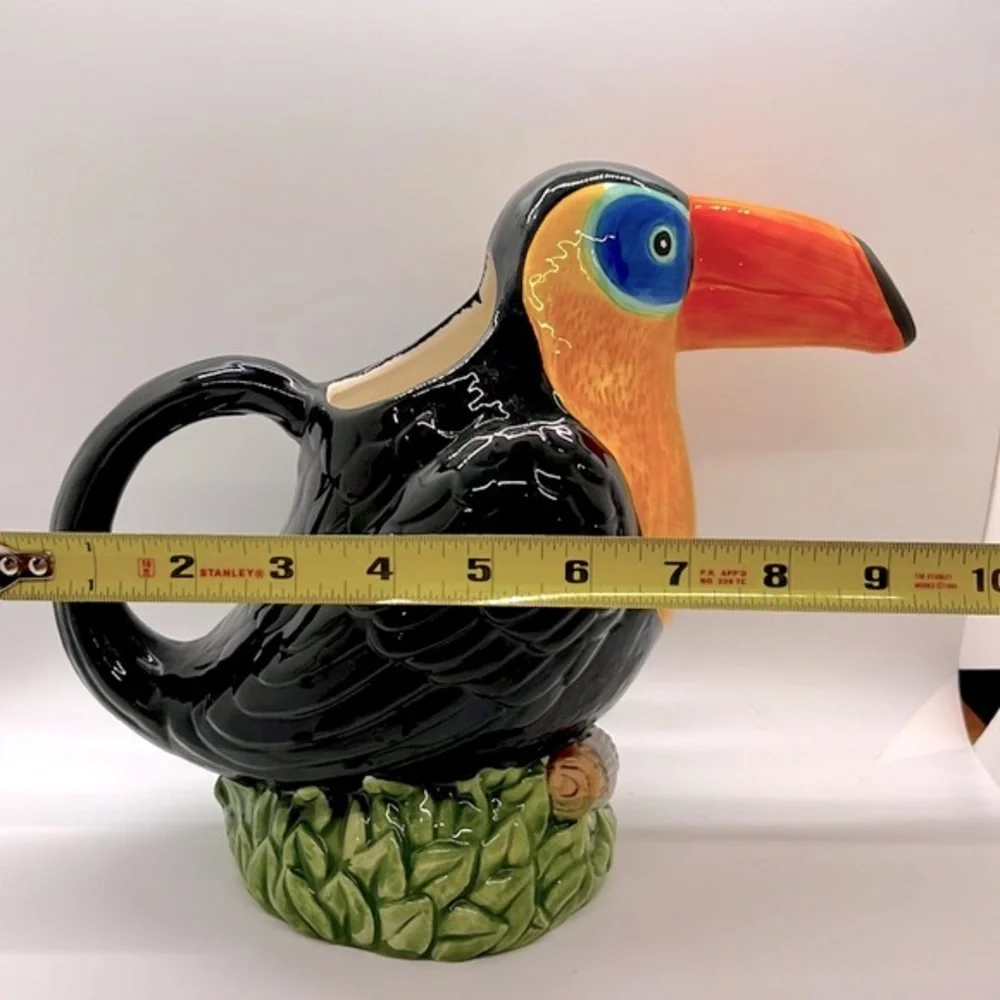 Vintage Toucan Bird Ceramic Colorful Beverage Pitcher